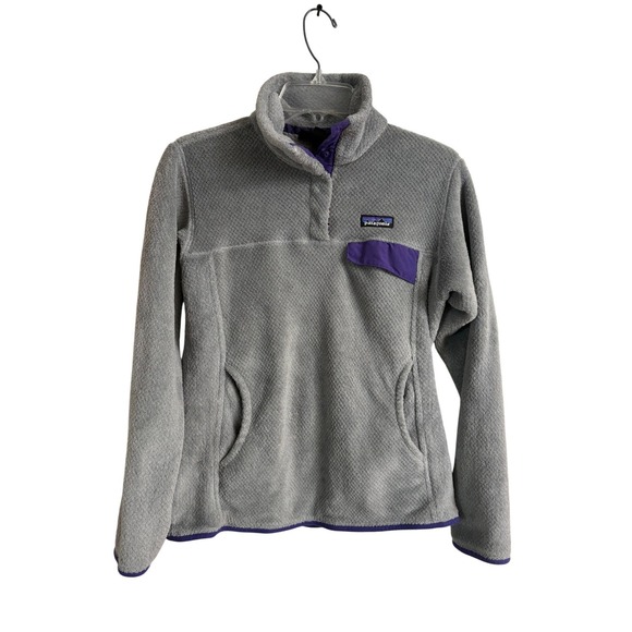 Patagonia Tops - Patagonia Re-Tool Snap-T Fleece Pullover Womens Medium Grey Purple Polartec